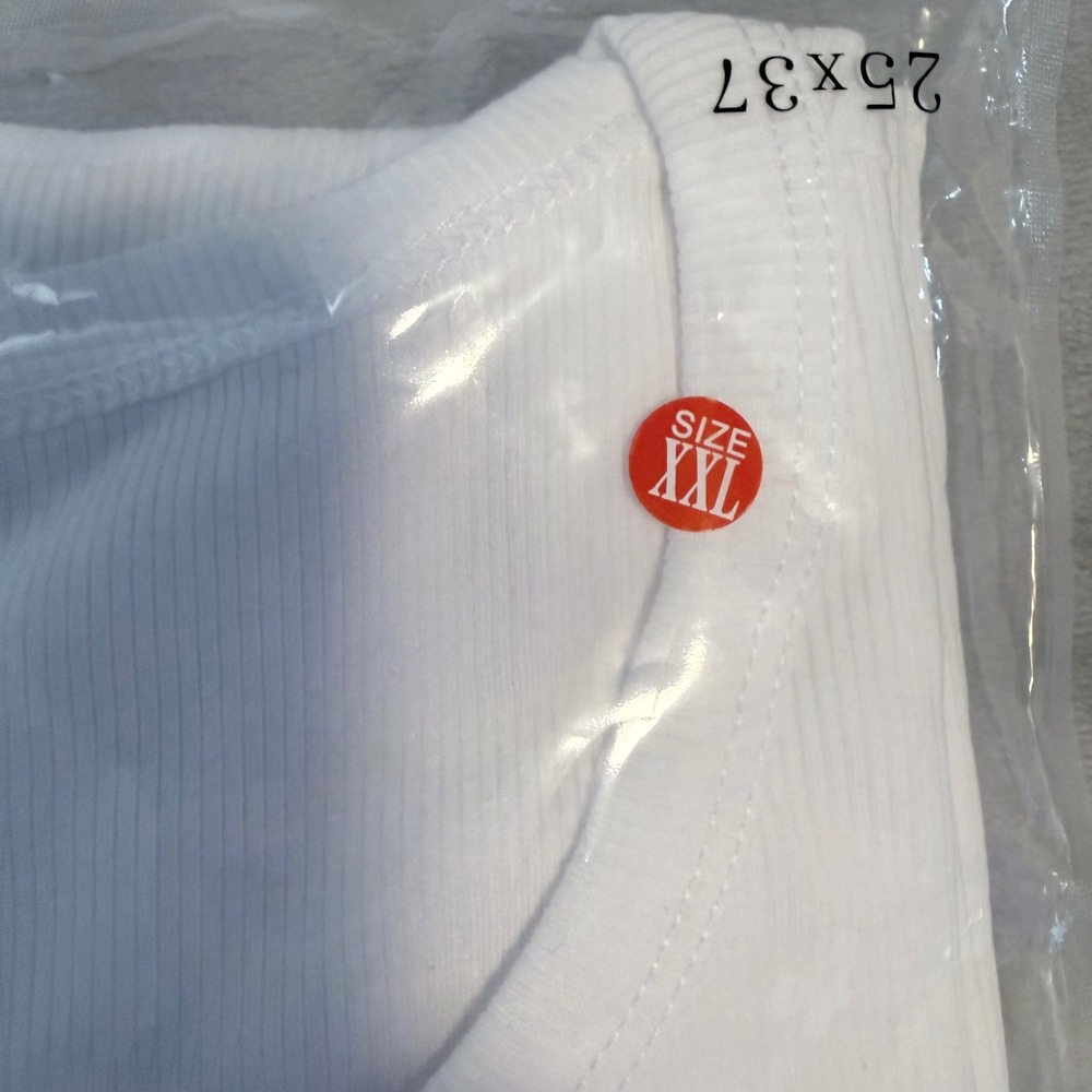 Unclecat Maternity Ribbed Tank Top White‎ XXL Stretch Sleeveless NIP - Picture 4 of 6
